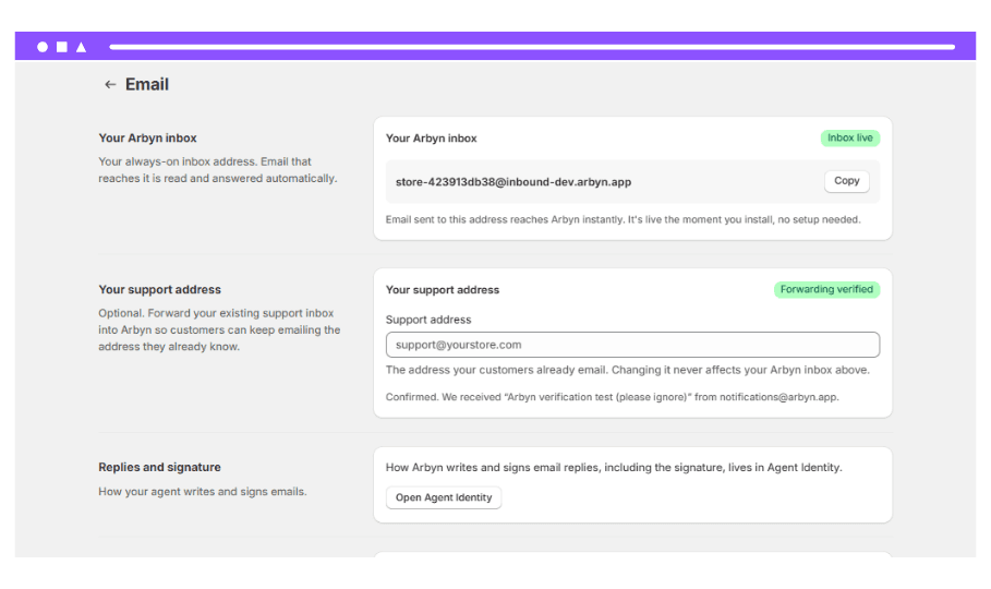 Connect your support email.