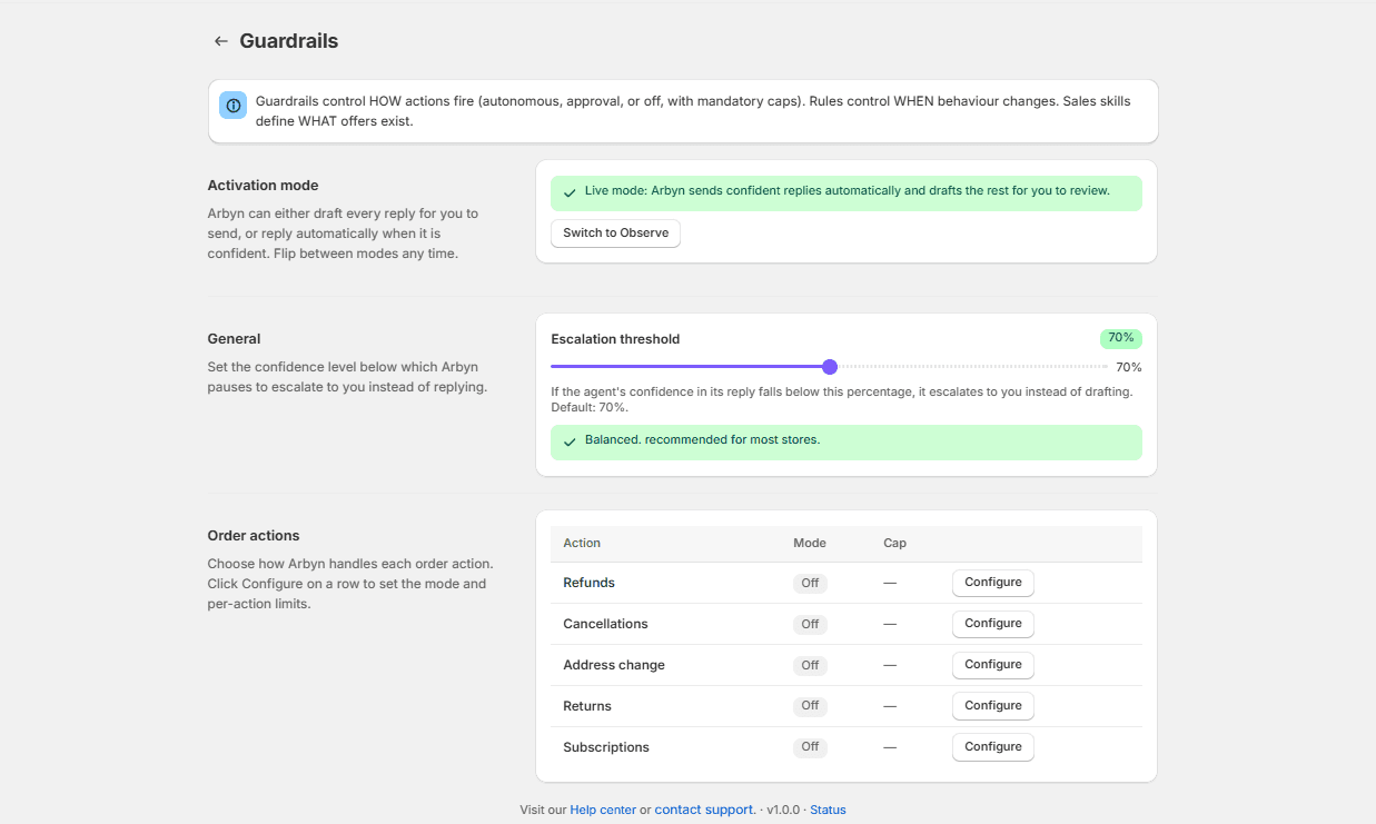 Setting a Per-Channel Refund Cap in Arbyn